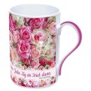 Tasse mit Rosenmotiv und Aufschrift