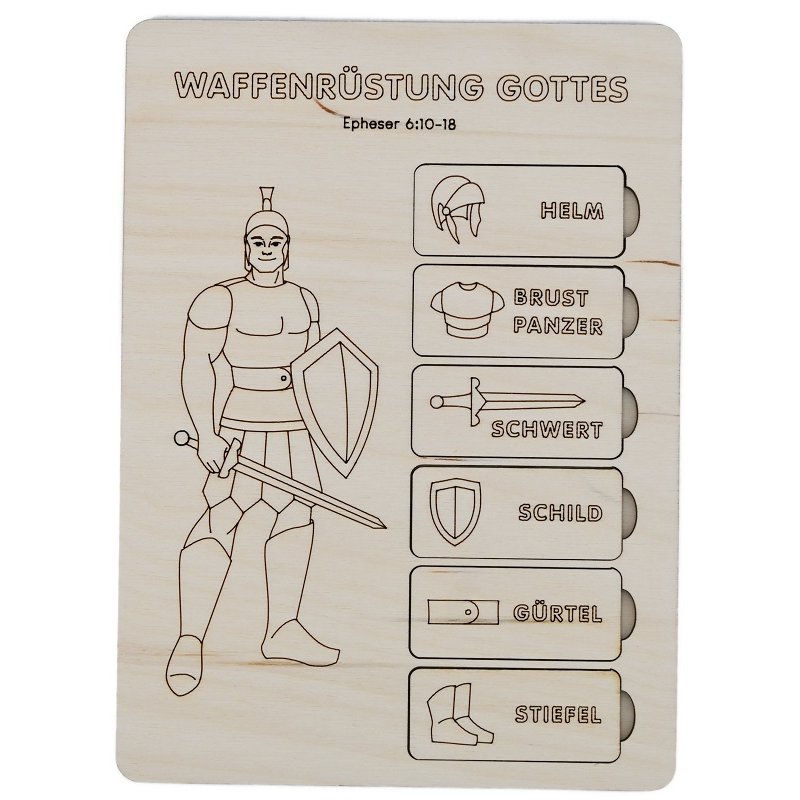 Holzpuzzle A5 - Waffenrüstung Gottes - IHREMEDIEN, 18,00